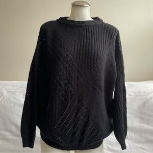 Catalina | Vintage Black Textured Sweater Oversized 90s | L